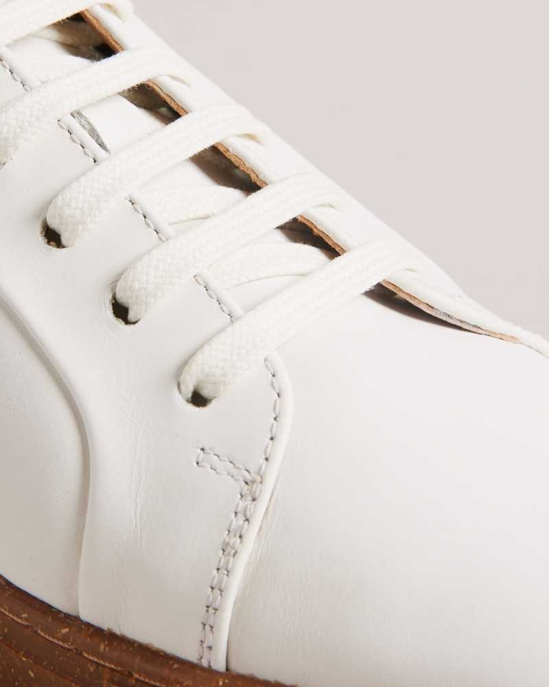 White Ted Baker Udamou Leather Sneakers | US0002181