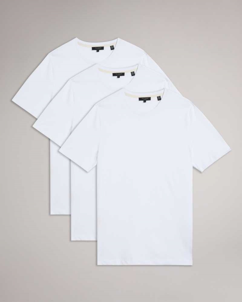 White Ted Baker Workin Three Pack Of Short Sleeve T-Shirts | US0000890