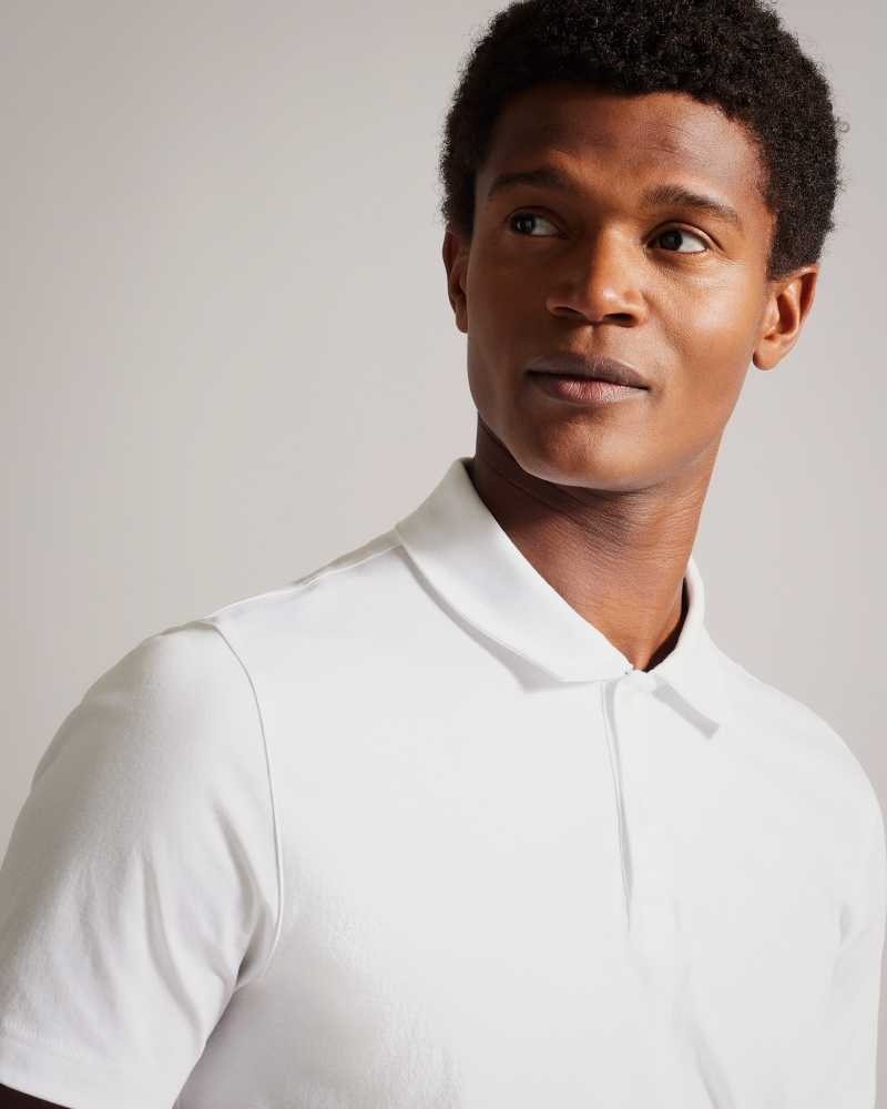 White Ted Baker Zeiter Short Sleeve Slim Fit Polo Shirt | US0000532