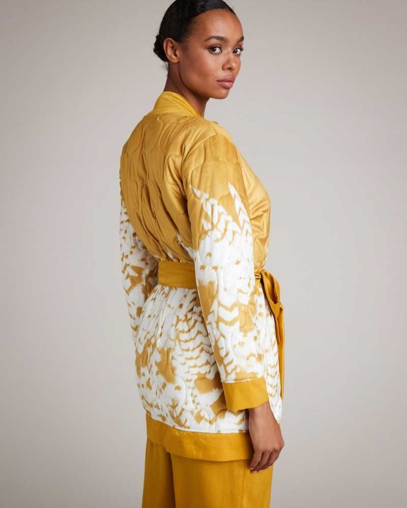 Yellow Ted Baker Hayleie Floral Quilted Robe | US0000464