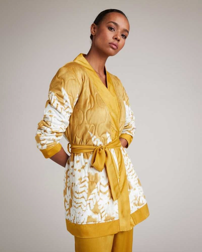 Yellow Ted Baker Hayleie Floral Quilted Robe | US0000464