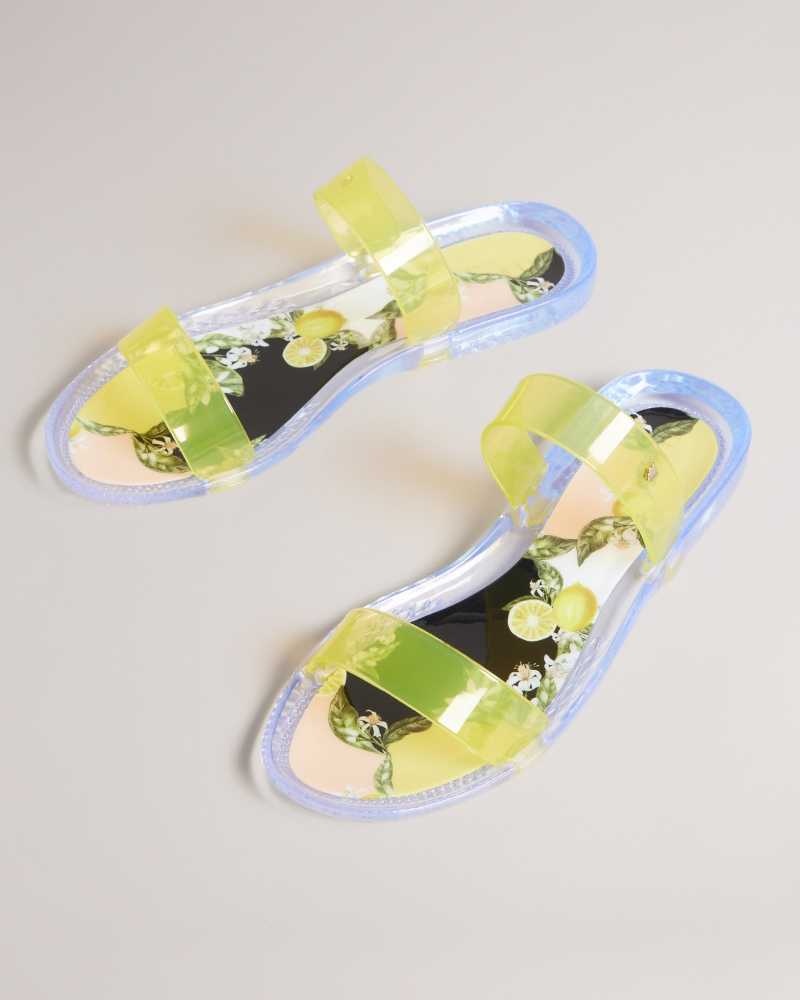 Yellow Ted Baker Jellest Lemon Print Jelly Sliders | US0002160