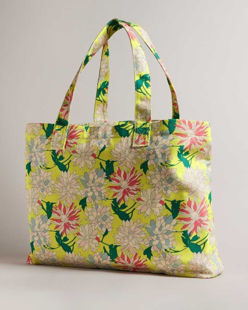 Yellow Ted Baker Kathyy Floral Print Canvas Tote Bag | US0001534