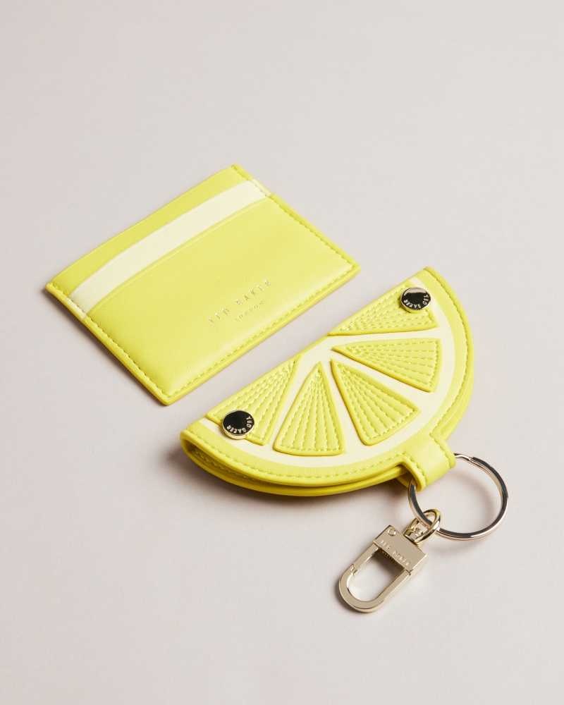 Yellow Ted Baker Lemmonn Lemon Slice Keyring and Card Holder Cardholders | US0001424