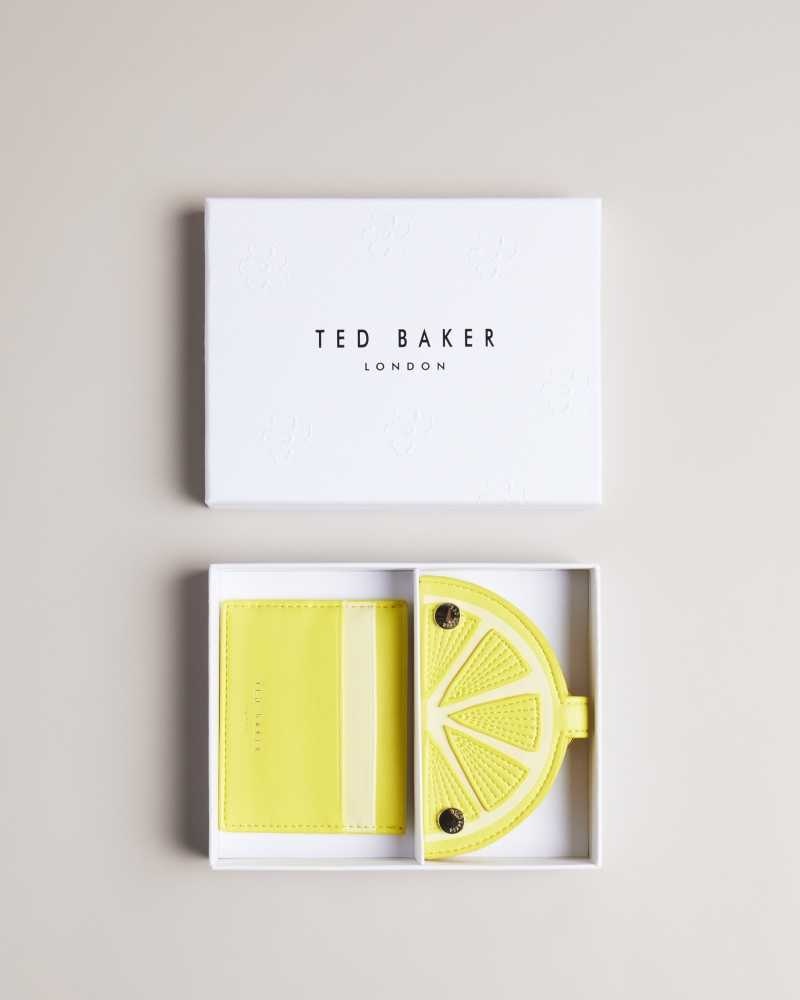 Yellow Ted Baker Lemmonn Lemon Slice Keyring and Card Holder Cardholders | US0001424